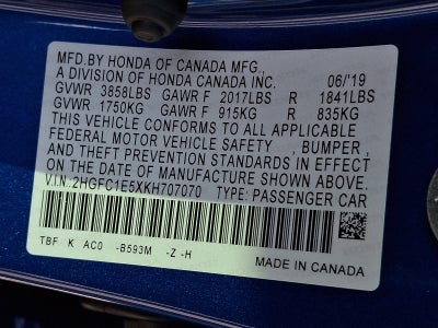 2019 Honda Civic Manual
