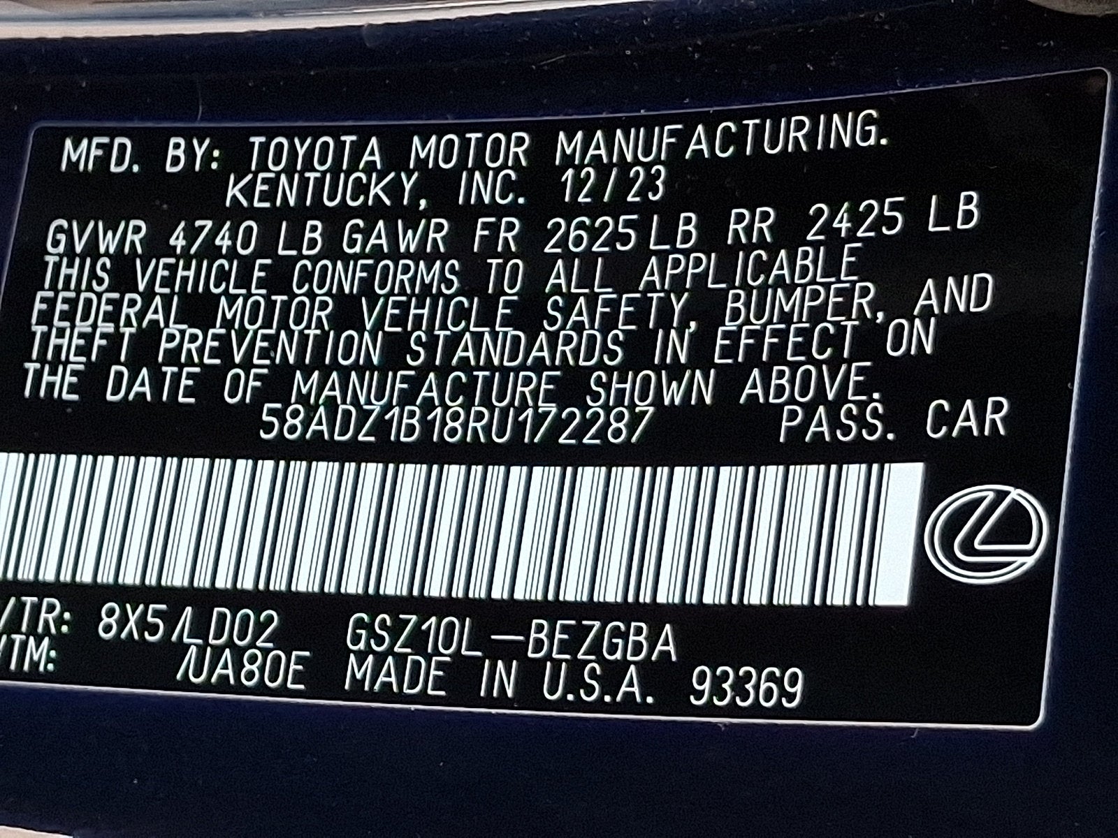 2024 Lexus ES ES 350
