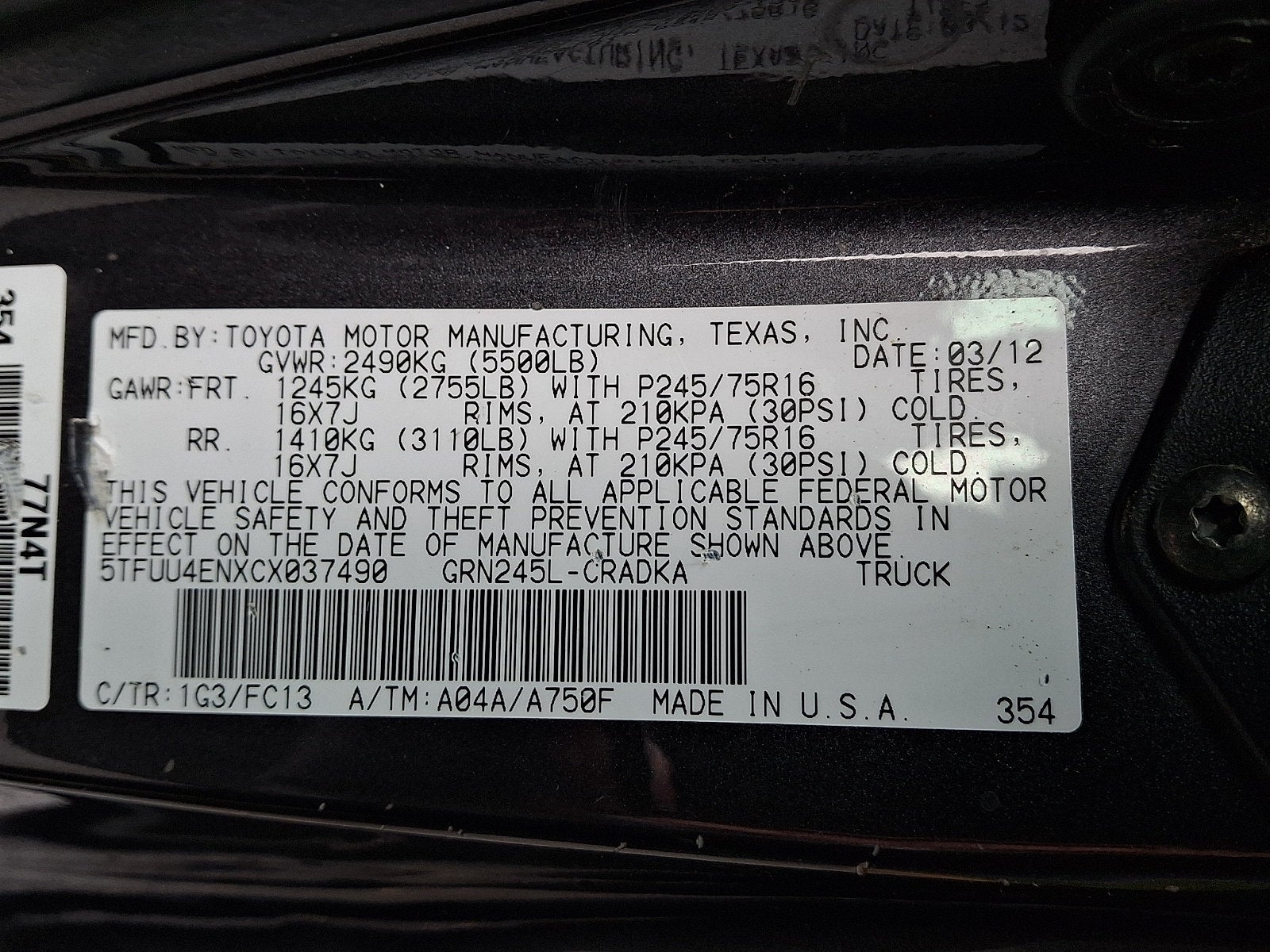 2012 Toyota Tacoma Base V6