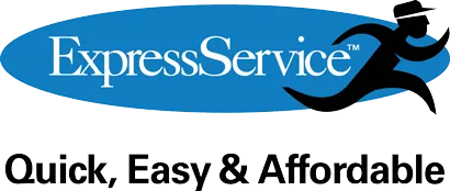 Logo for 'ExpressService' with a running figure, above the motto, 'Quick, Easy & Affordable.'